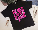 Breast Cancer Awareness Shirt, Peace Love Cure Shirt, Pink Ribbon Shirt, Support Gift for Breast Cancer Warrior Fighter