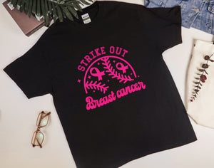 Strike Out Breast Cancer Shirt, Support Shirt for Breast Cancer Warrior, Pink Ribbon Shirt, Cancer Fighter Gift