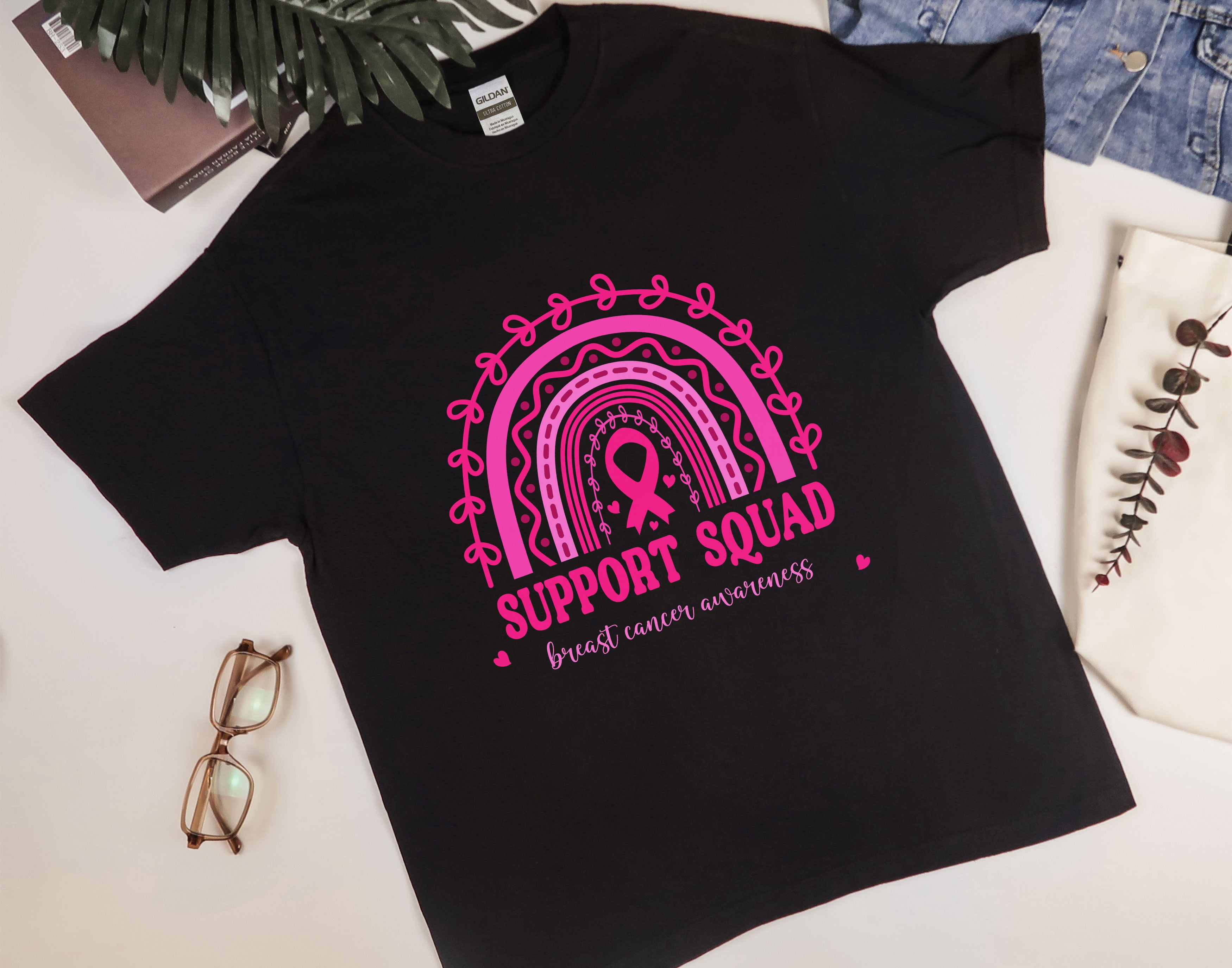 Rainbow Breast Cancer Support Squad Shirt, Cancer Support Team Shirt, Support Gift for Breast Cancer Fighter