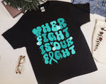 Her Fight Is Our Fight Cervical Cancer Awareness Shirt, Teal Ribbon Shirt, Support Cancer Fighters Gift, Cervical Cancer Support Team Shirt