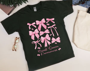 Coquette Pink Bow Breast Cancer Shirt, Pink Ribbon Shirt, Girly Aesthetic Gift for Breast Cancer Warrior