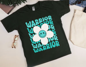 Groovy Cervical Cancer Warrior Shirt, Cervical Cancer Retro Daisy Shirt, Teal Ribbon Awareness Shirt for Cancer Fighter