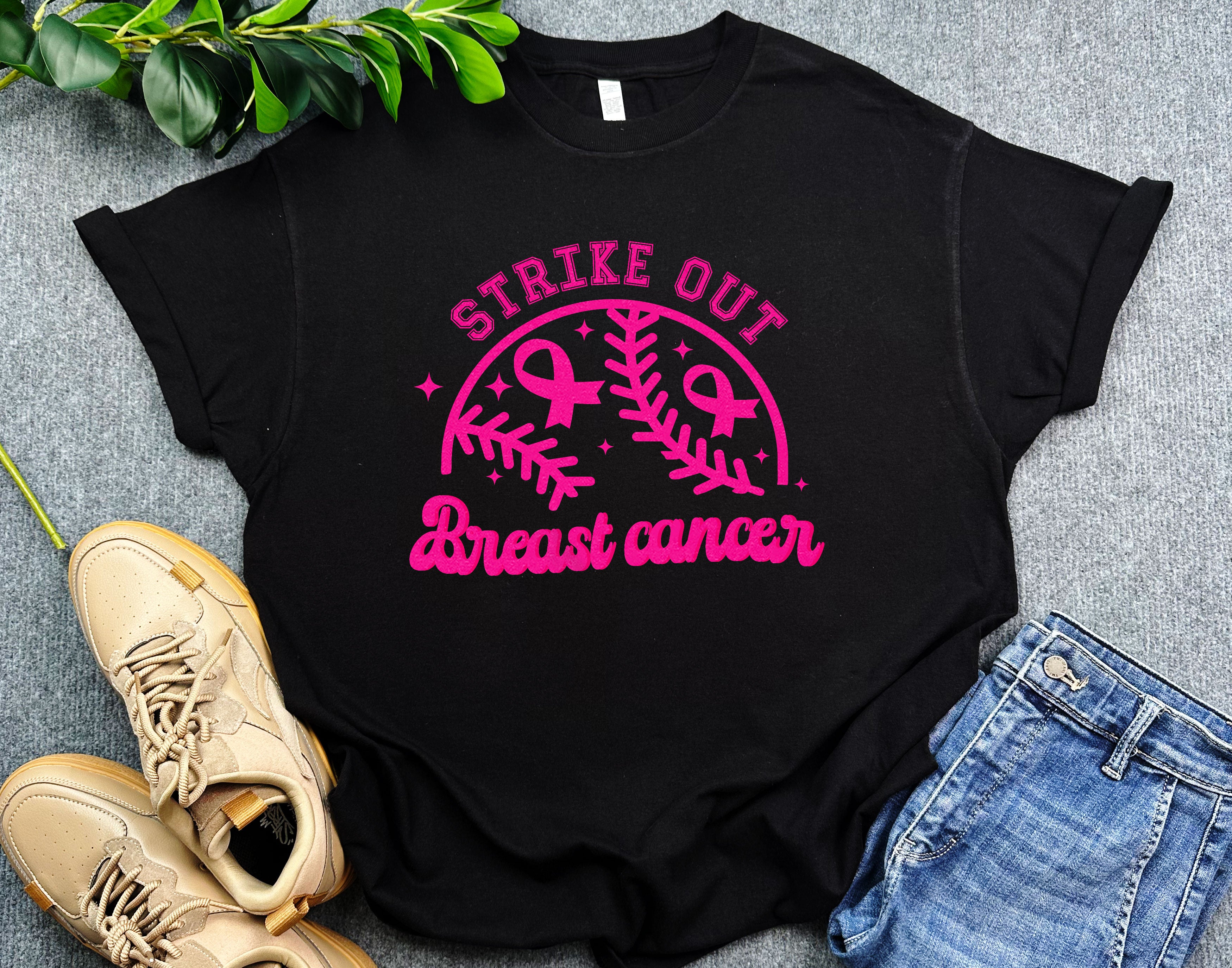 Strike Out Breast Cancer Shirt, Support Shirt for Breast Cancer Warrior, Pink Ribbon Shirt, Cancer Fighter Gift