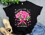 Blooming with Hope Floral Breast Cancer Awareness Shirt, Breast Cancer Support Shirt for Warrior, Cancer Survivor Gift, Pink Ribbon Shirt