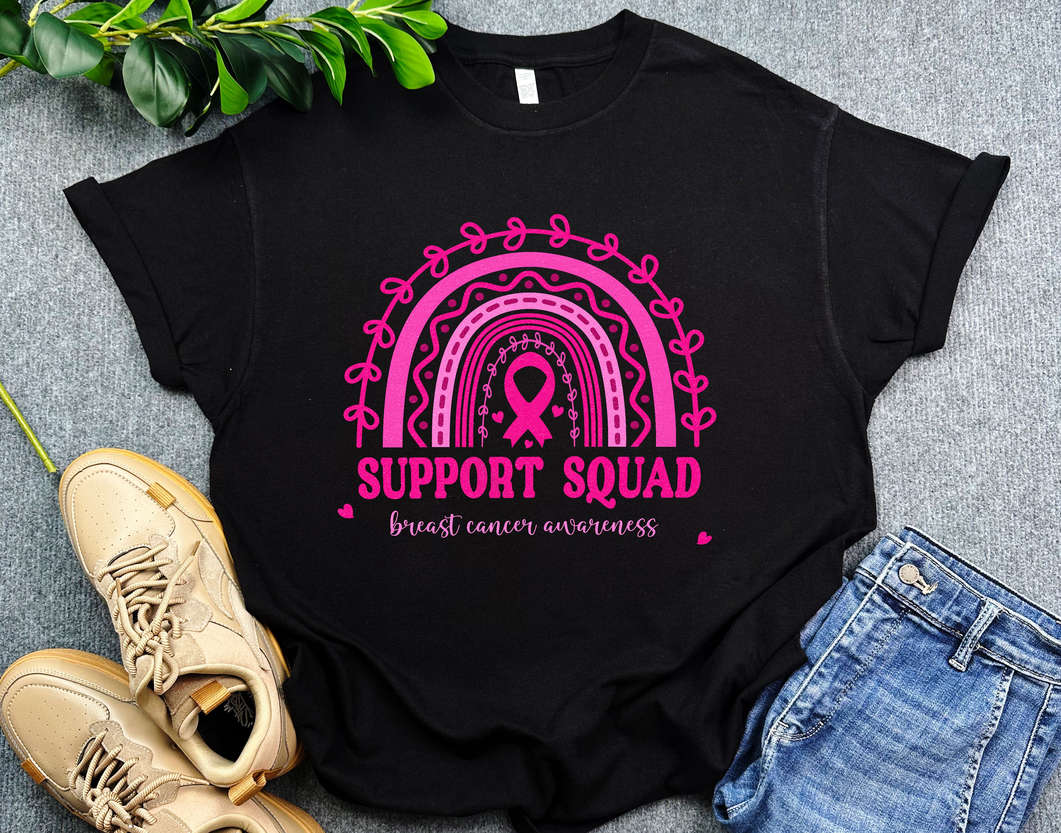 Rainbow Breast Cancer Support Squad Shirt, Cancer Support Team Shirt, Support Gift for Breast Cancer Fighter