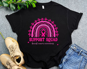 Rainbow Breast Cancer Support Squad Shirt, Cancer Support Team Shirt, Support Gift for Breast Cancer Fighter