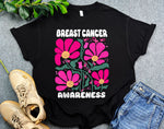 Floral Breast Cancer Awareness Shirt, Pink Flowers & Ribbons Shirt, Cancer Survivor Gift, Breast Cancer Support Shirt