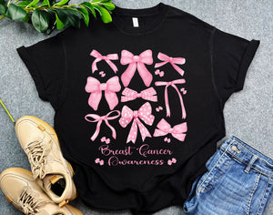 Coquette Pink Bow Breast Cancer Shirt, Pink Ribbon Shirt, Girly Aesthetic Gift for Breast Cancer Warrior