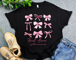 Coquette Pink Bow Breast Cancer Awareness Shirt, Girly Aesthetic Shirt for Breast Cancer Warrior, Pink Ribbon Shirt, Cancer Survivor Gift