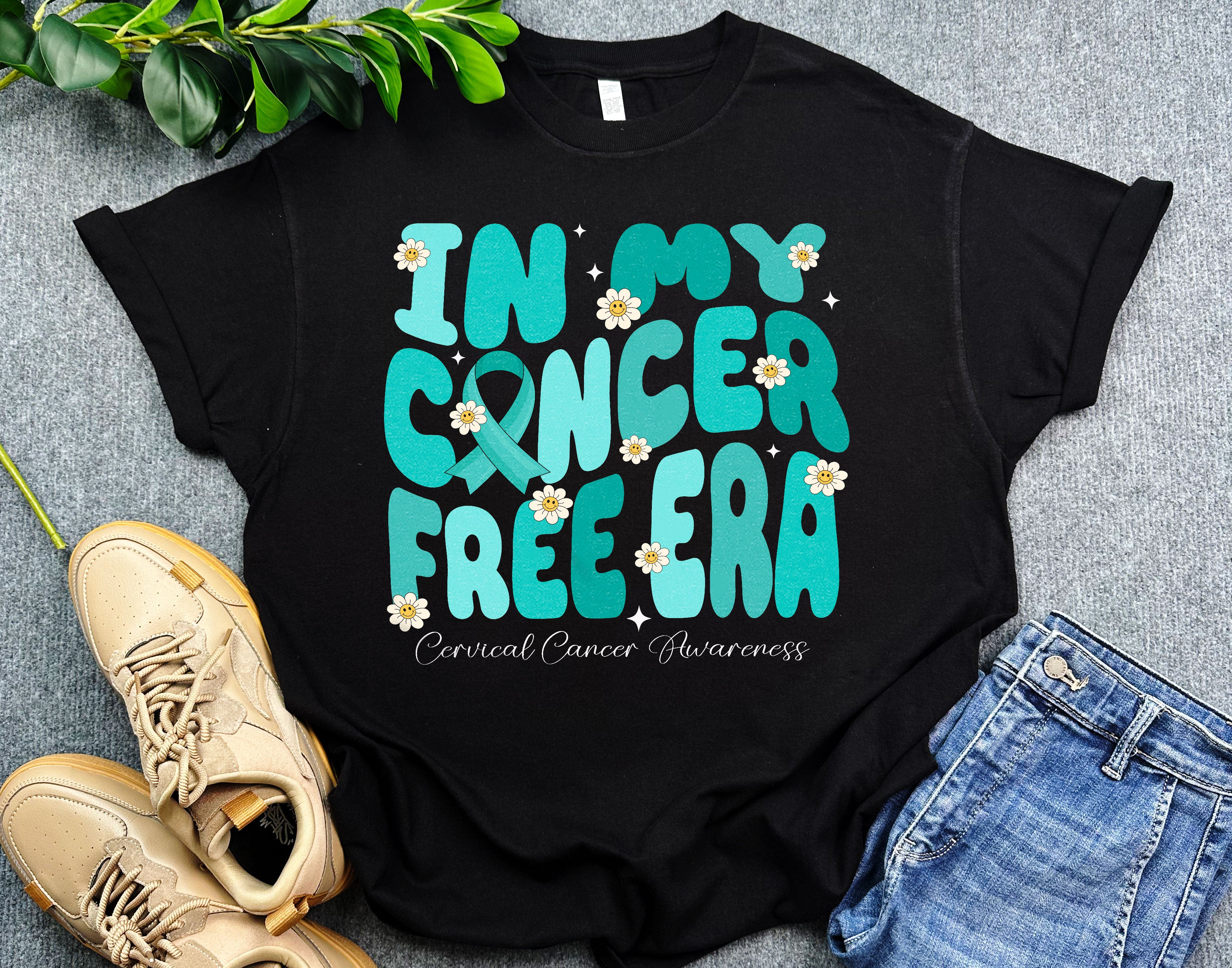 Cervical Cancer Awareness Shirt, In My Cancer Free Era Shirt, Teal Ribbon, Cancer Survivor Gift, Cancer Support Team Shirt