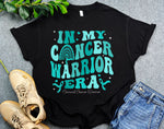 Teal Ribbon In My Cancer Warrior Era Shirt, Groovy Cervical Cancer Awareness Shirt, Cancer Support Shirt for Warrior