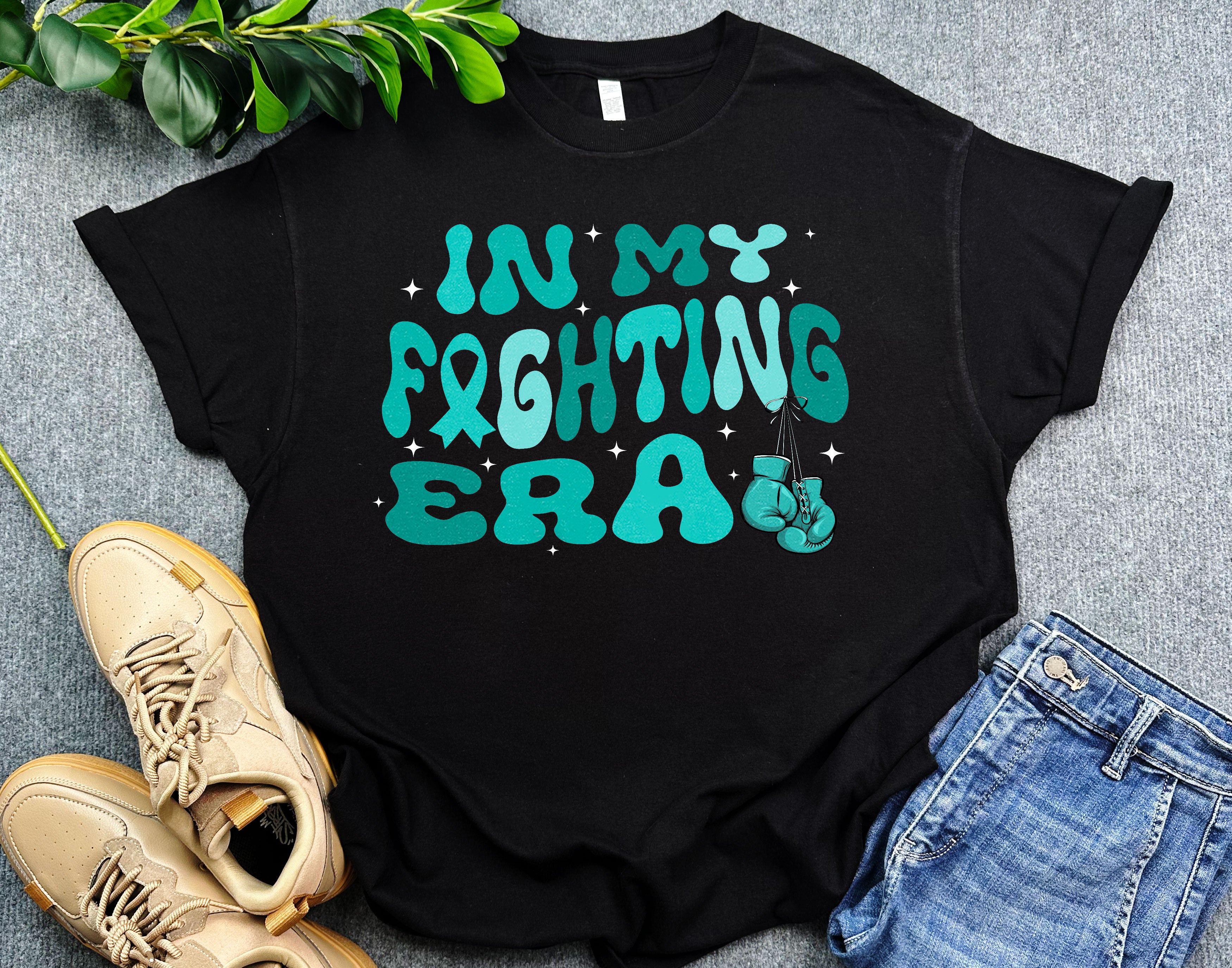 In My Fighting Era Shirt, Cervical Cancer Warrior Shirt, Teal Ribbon Awareness Shirt, Cancer Fighter Shirt for Women