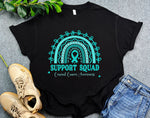 Rainbow Cervical Cancer Awareness Shirt, Support Squad Shirt, Gift for Cervical Cancer Warrior, Teal Ribbon Shirt, Cancer Support Team Shirt