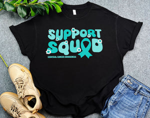 Support Squad Cervical Cancer Shirt, Cervical Cancer Awareness Team Shirt, Teal Ribbon Group Shirt, Support Gift for Women