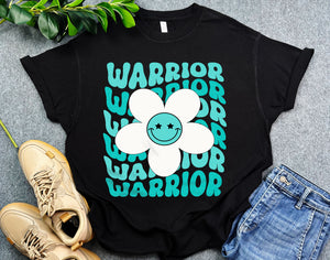 Groovy Cervical Cancer Warrior Shirt, Cervical Cancer Retro Daisy Shirt, Teal Ribbon Awareness Shirt for Cancer Fighter