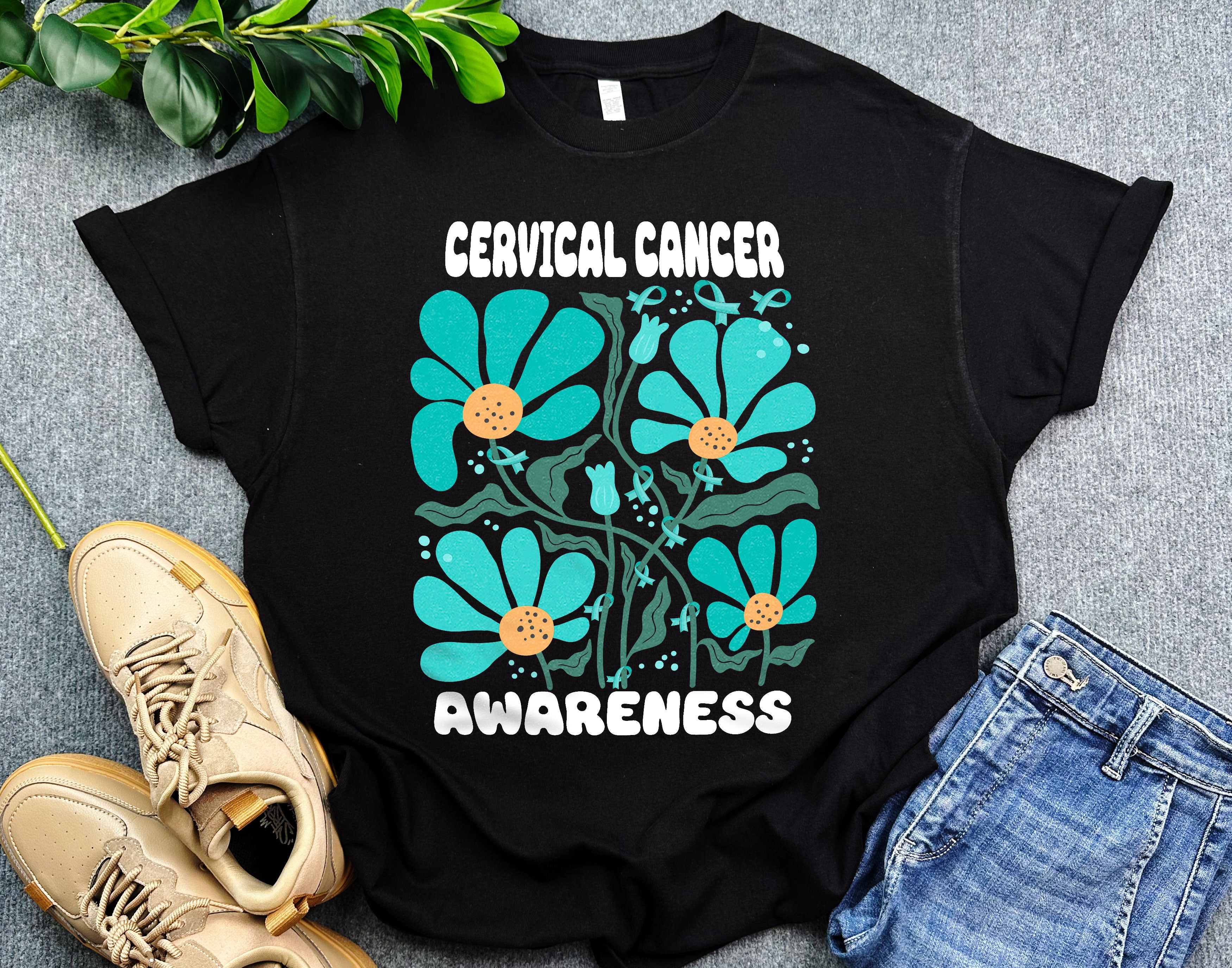 Boho Flower Cervical Cancer Awareness Shirt, Support Cervical Cancer Fighter Shirt, Gift for Cancer Warrior