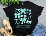 Coquette Teal Bow Cervical Cancer Shirt, Cervical Cancer Survivor Gift for Women, Teal Ribbon Shirt