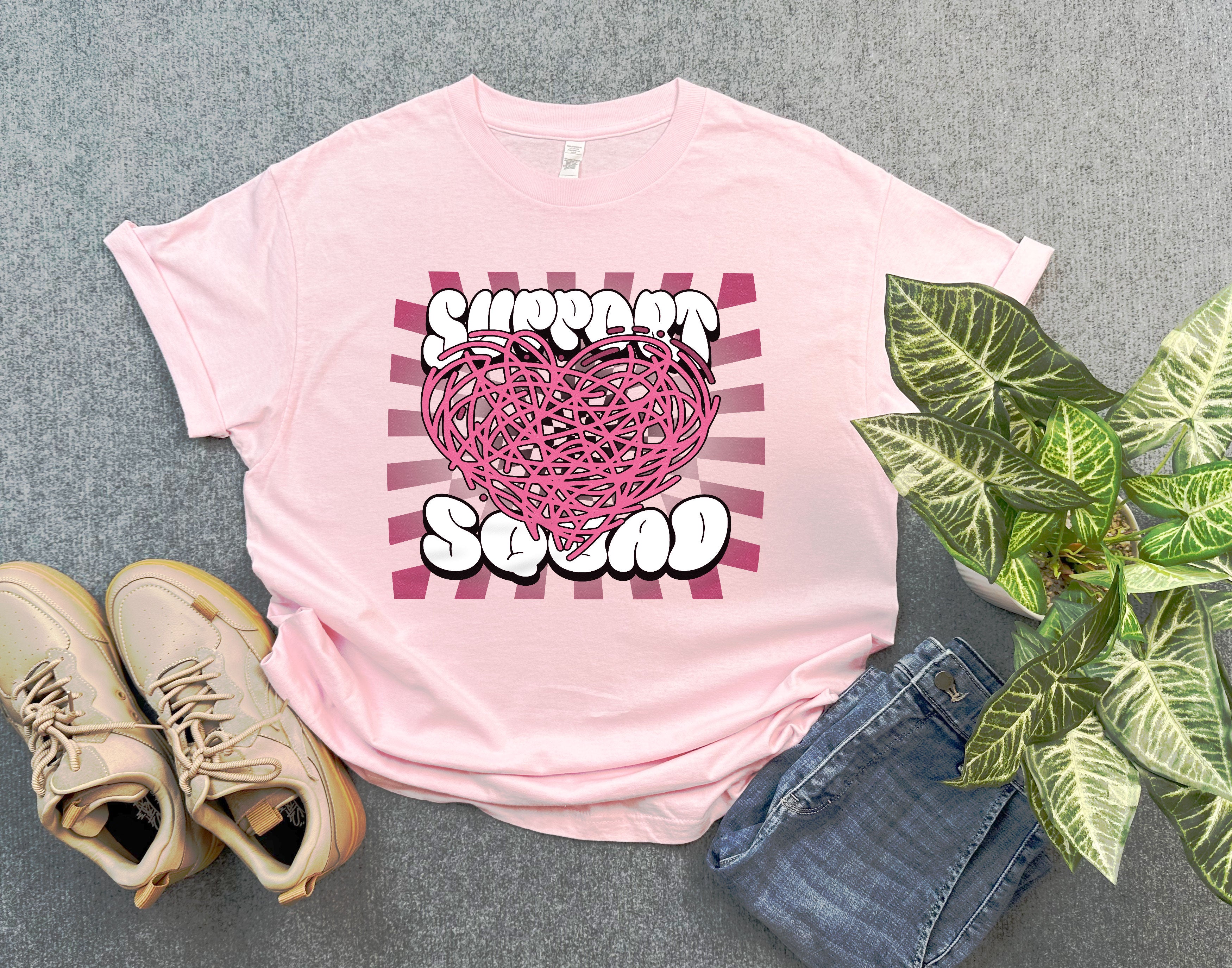 Support Squad Breast Cancer Awareness Shirt, Support Team Shirt, Pink Ribbon Squad, Gift for Breast Cancer Warrior Fighter