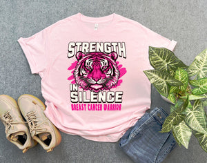 Strength in Silence Breast Cancer Warrior Shirt, Powerful Pink Tiger Breast Cancer Support Shirt, Gift for Cancer Warrior