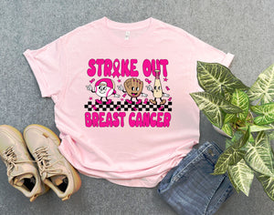 Breast Cancer Awareness Baseball-Themed Shirt, Strike Out Breast Cancer Shirt, Pink Ribbon Gift for Cancer Survivor