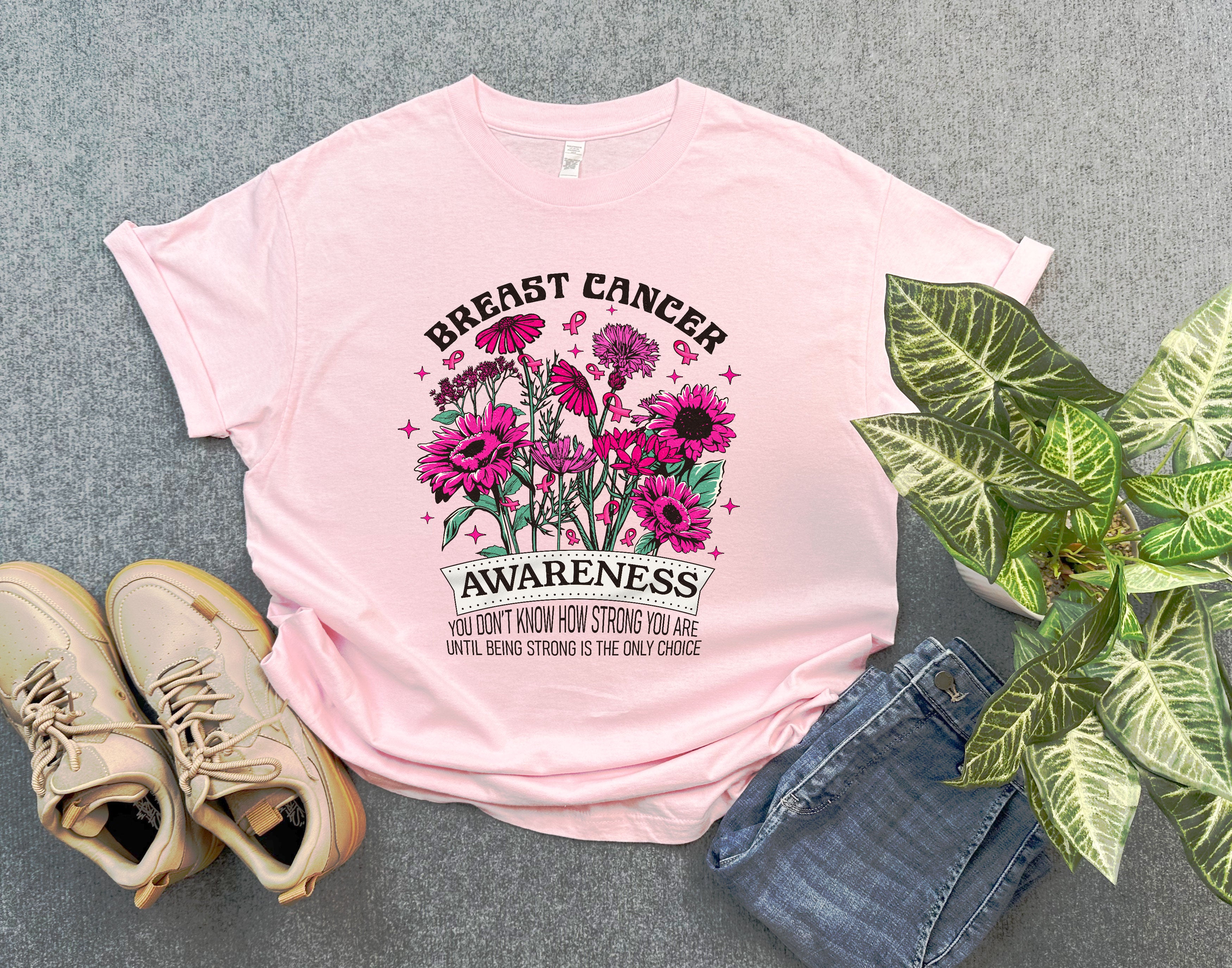 Breast Cancer Awareness Shirt, Strong is the Only Choice Shirt, Pink Floral Support Shirt for Cancer Warrior