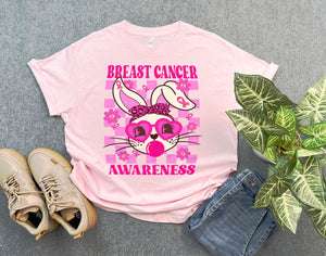 Cute Bunny Breast Cancer Awareness Shirt, Support Breast Cancer Warrior Shirt, Pink Ribbon Shirt, Cancer Survivor Gift