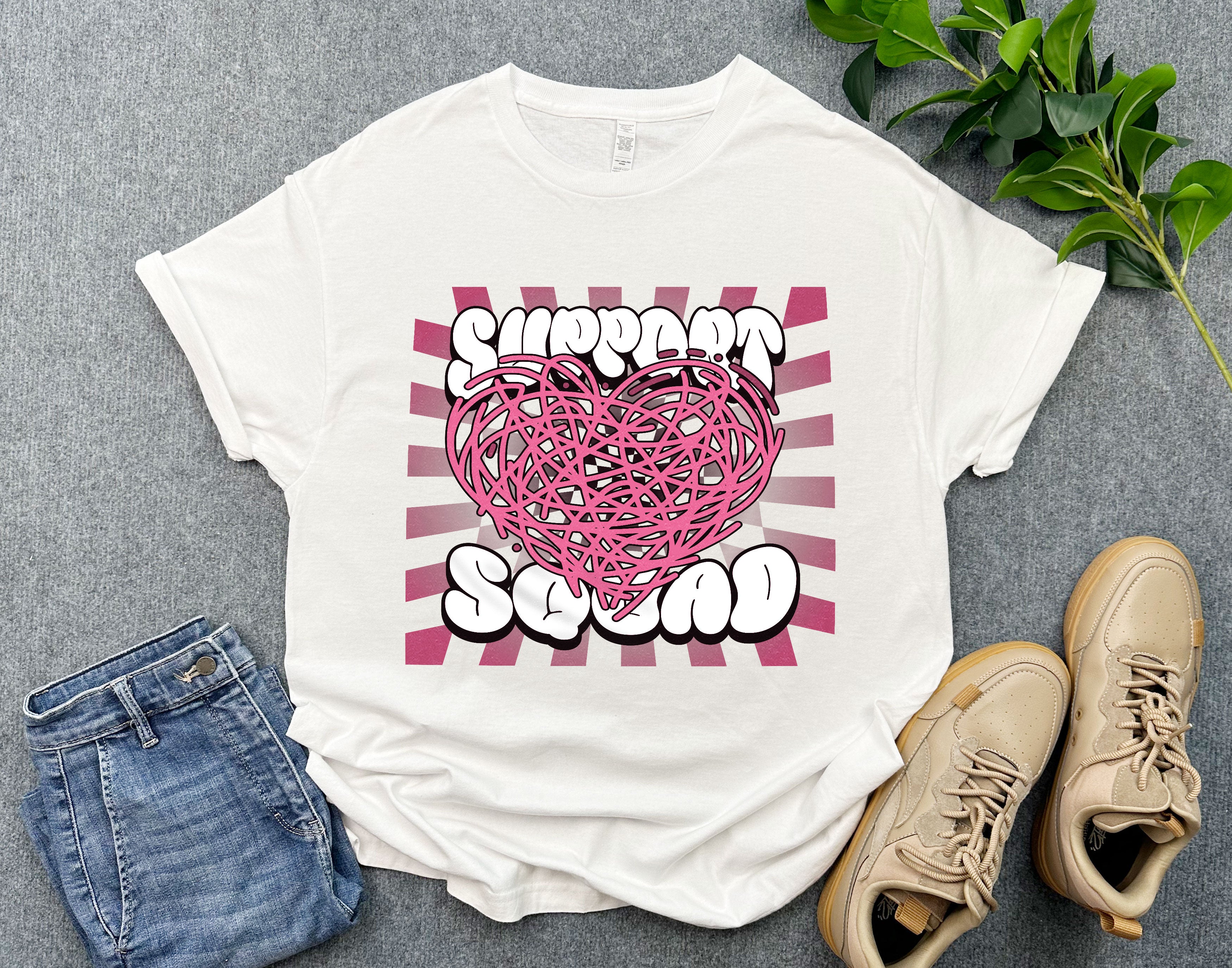 Support Squad Breast Cancer Awareness Shirt, Support Team Shirt, Pink Ribbon Squad, Gift for Breast Cancer Warrior Fighter