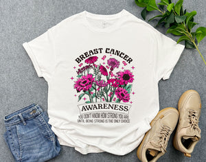 Breast Cancer Awareness Shirt, Strong is the Only Choice Shirt, Pink Floral Support Shirt for Cancer Warrior