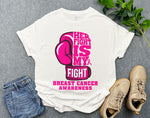 Boxing Glove Breast Cancer Support Shirt, Her Fight is My Fight Shirt, Pink Ribbon Gift for Breast Cancer Fighter