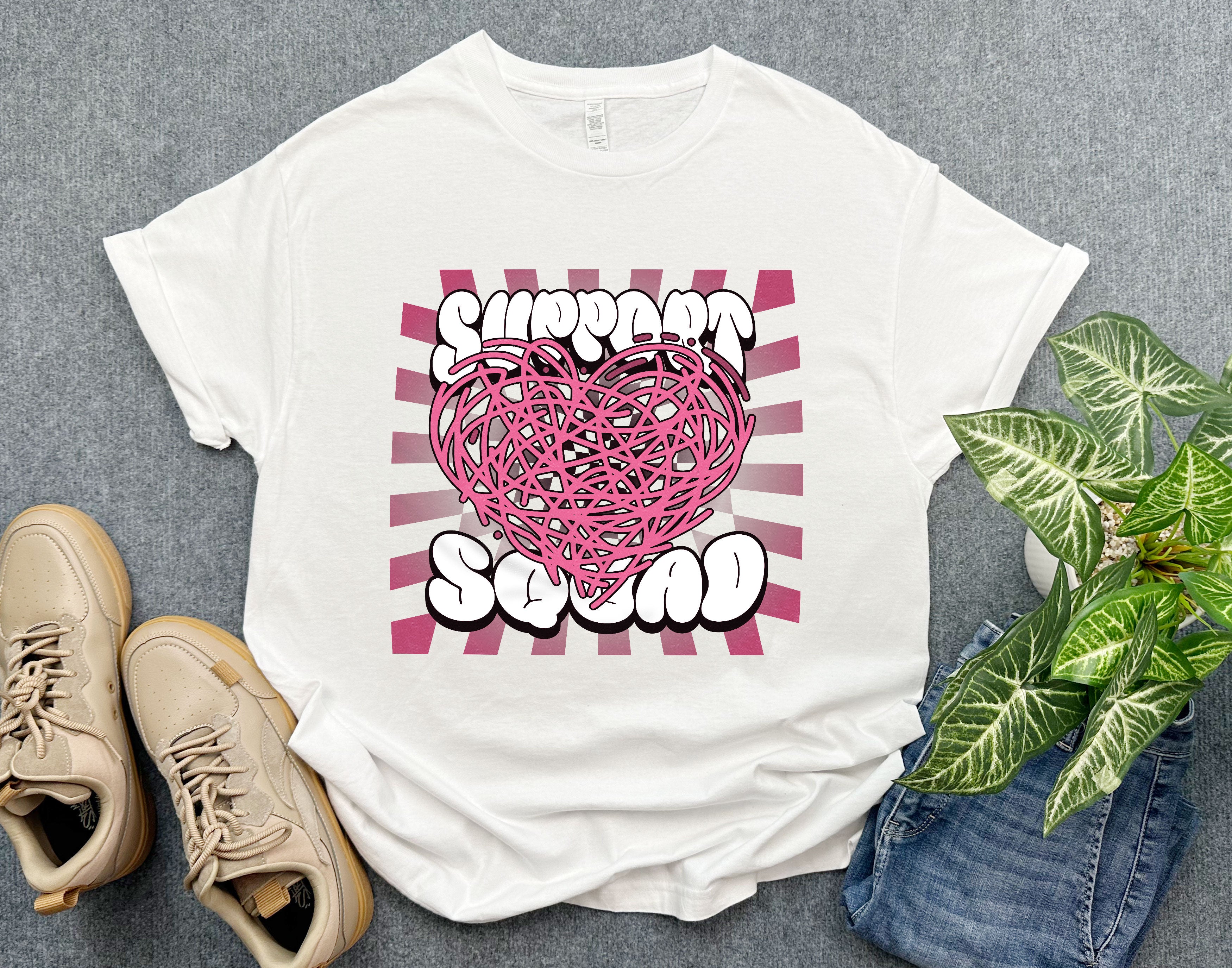 Support Squad Breast Cancer Awareness Shirt, Support Team Shirt, Pink Ribbon Squad, Gift for Breast Cancer Warrior Fighter