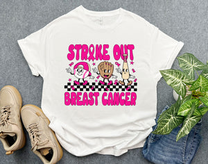 Breast Cancer Awareness Baseball-Themed Shirt, Strike Out Breast Cancer Shirt, Pink Ribbon Gift for Cancer Survivor