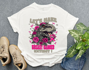 Let's Make Breast Cancer Extinct Dinosaur Shirt, Pink Ribbon Shirt, Breast Cancer Support Shirt, Gift for T-Rex Lover