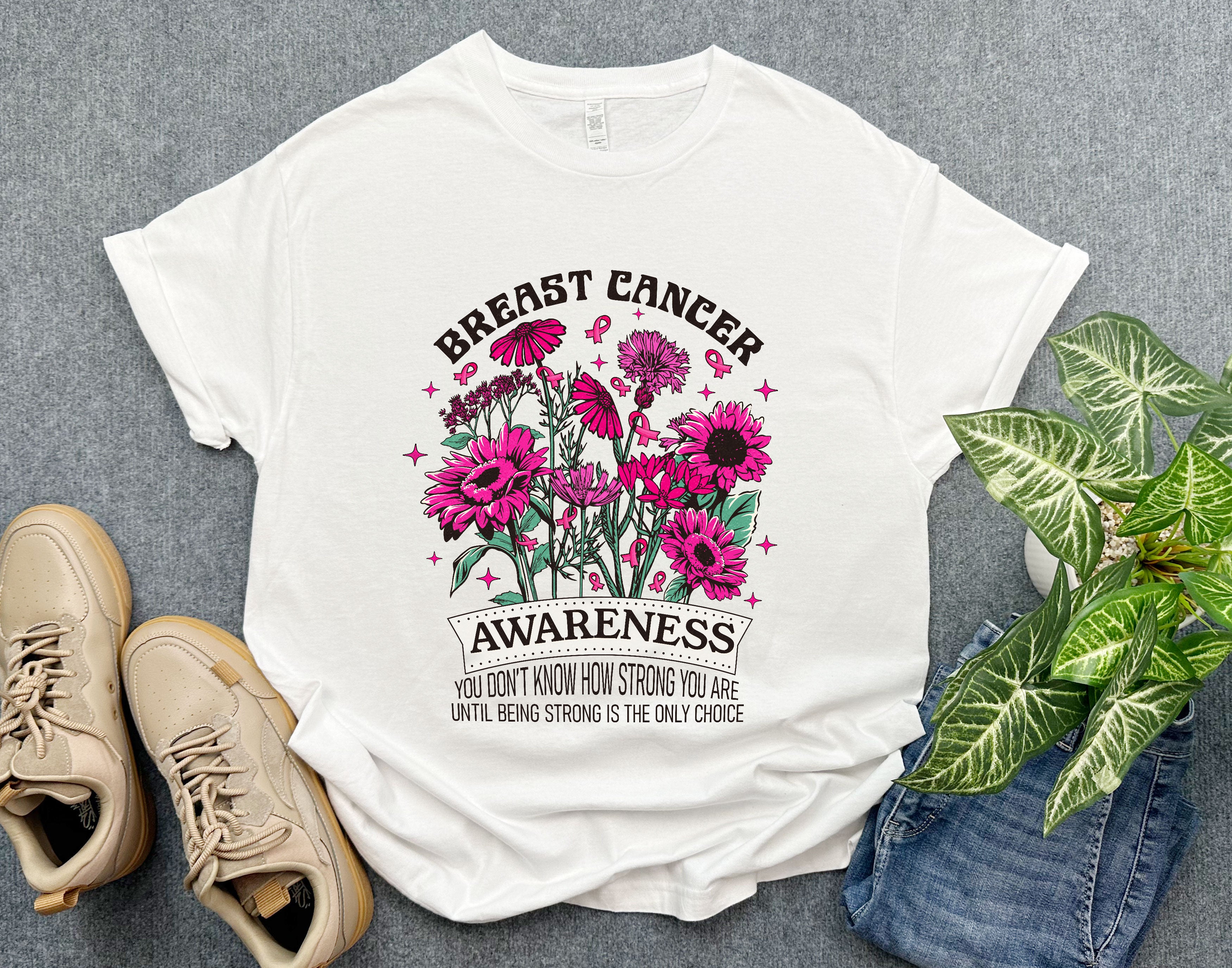 Breast Cancer Awareness Shirt, Strong is the Only Choice Shirt, Pink Floral Support Shirt for Cancer Warrior