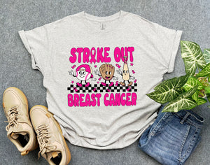 Breast Cancer Awareness Baseball-Themed Shirt, Strike Out Breast Cancer Shirt, Pink Ribbon Gift for Cancer Survivor