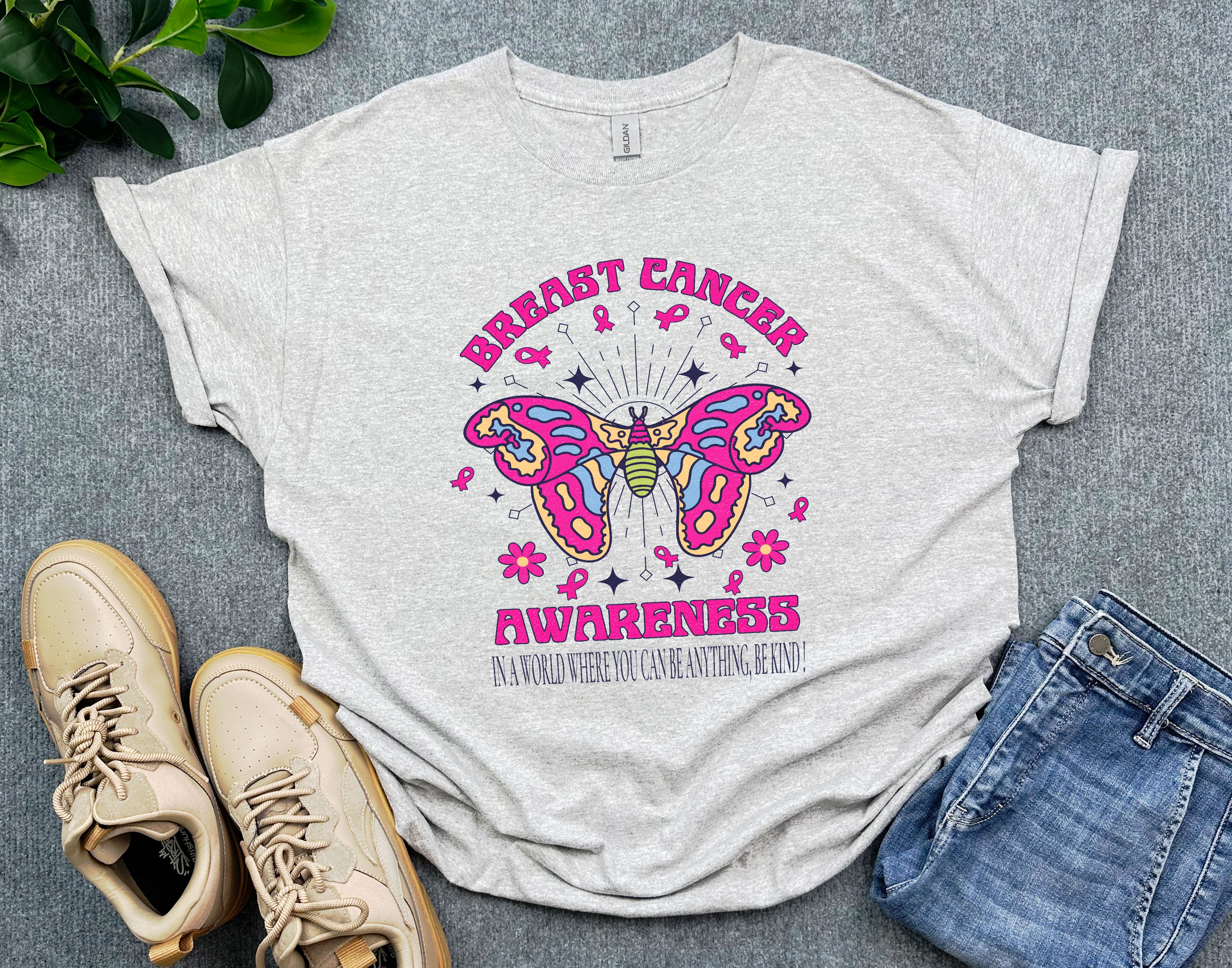 Breast Cancer Awareness Butterfly Shirt, Be Kind Breast Cancer Shirt, Pink Butterfly Shirt for Warrior and Survivor