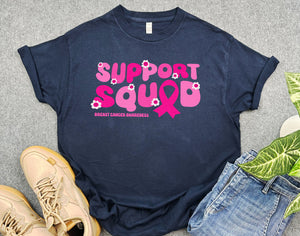 Support Squad Breast Cancer Awareness Shirt, Pink Ribbon Shirt for Warriors, Cancer Support Team Shirt