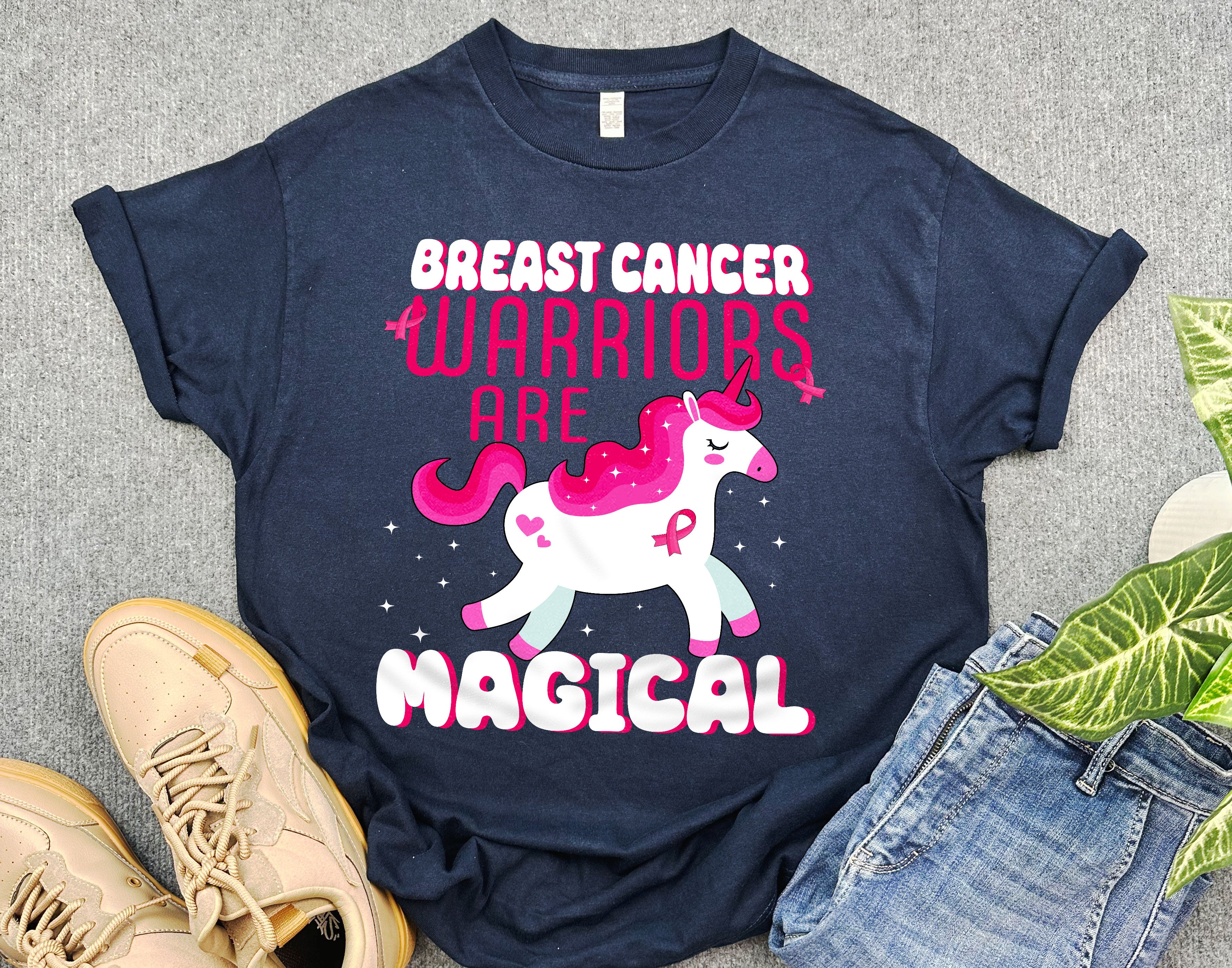 Breast Cancer Warriors Are Magical Shirt, Magical Unicorn Breast Cancer Awareness Shirt, Support Cancer Shirt