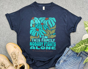 In This Family Nobody Fights Alone Cervical Cancer Awareness Shirt, Teal Ribbon Shirt, Family Support Shirt, Gift for Cancer Fighters