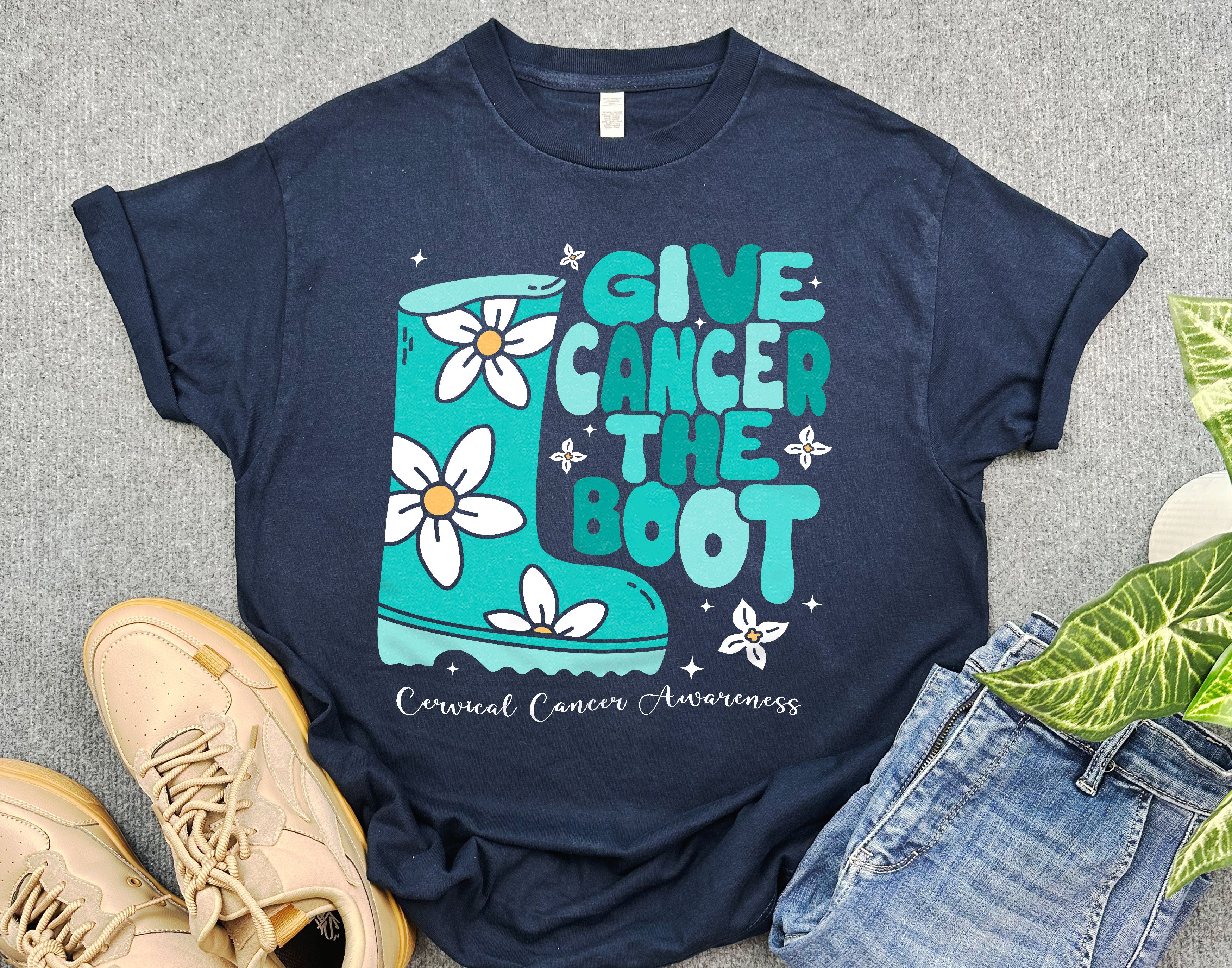 Give Cancer the Boot Cervical Cancer Awareness Shirt, Show Your Strength and Support for Cervical Cancer Fighters, Gift for Cancer Survivor