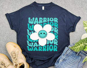 Groovy Cervical Cancer Warrior Shirt, Cervical Cancer Retro Daisy Shirt, Teal Ribbon Awareness Shirt for Cancer Fighter